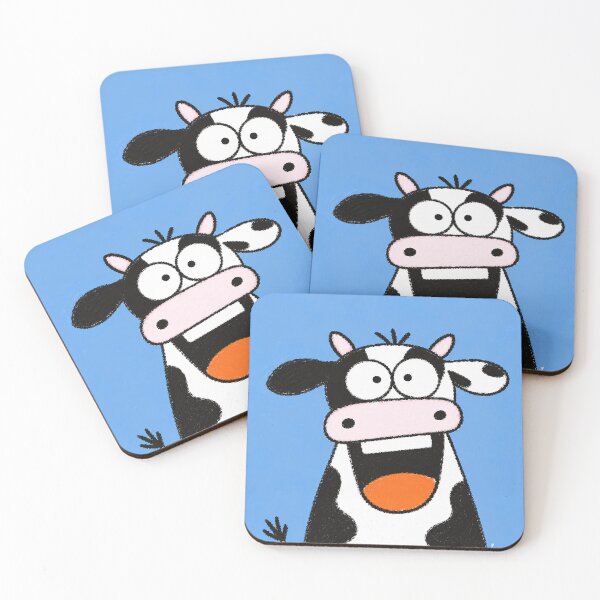 Item preview, Funny Blue Cow Cartoon Sticker | Goofy Black and White Cow Art designed and sold by 516 Studio.