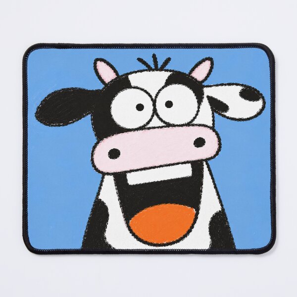 Item preview, Funny Blue Cow Cartoon Sticker | Goofy Black and White Cow Art designed and sold by 516 Studio.