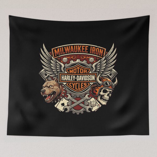 Item preview, Milwaukee Iron Harley Davidson Retro Cruiser Illustration designed and sold by enzoade.