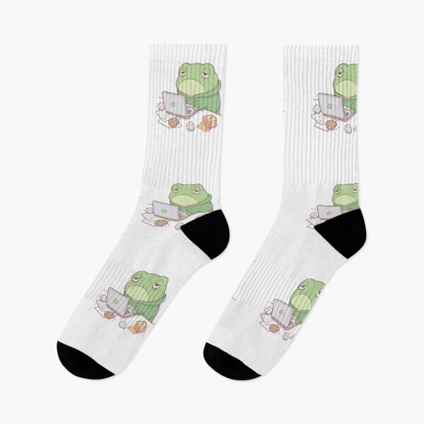 Item preview, Tired Frog Working On Laptop Cute Kawaii Office Worker Art designed and sold by CreatedbyKandJ.