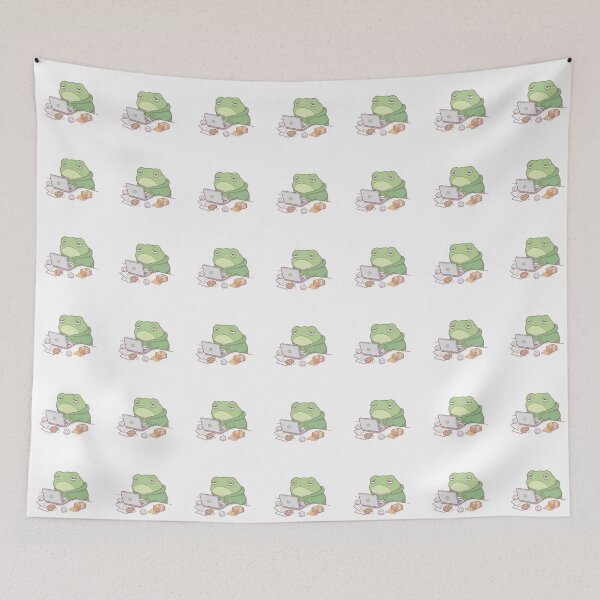 Item preview, Tired Frog Working On Laptop Cute Kawaii Office Worker Art designed and sold by CreatedbyKandJ.