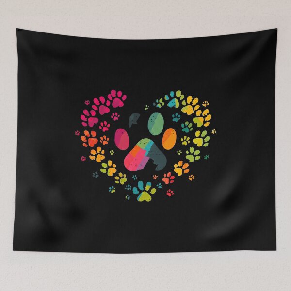 Item preview, Heart Paw Print Rainbow Collage Pet Lover Gift designed and sold by OlyvieArt.