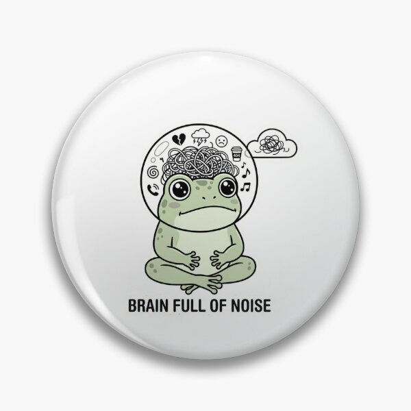 Item preview, Brain Full Of Noise – Overthinking Anxiety Frog Sticker designed and sold by Elviqus Shop.
