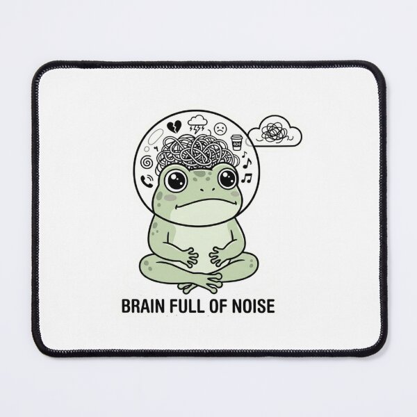Item preview, Brain Full Of Noise – Overthinking Anxiety Frog Sticker designed and sold by Elviqus Shop.