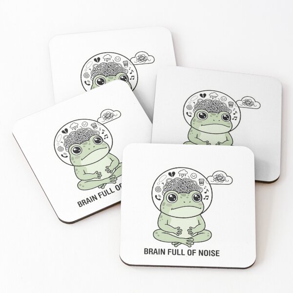 Item preview, Brain Full Of Noise – Overthinking Anxiety Frog Sticker designed and sold by Elviqus Shop.