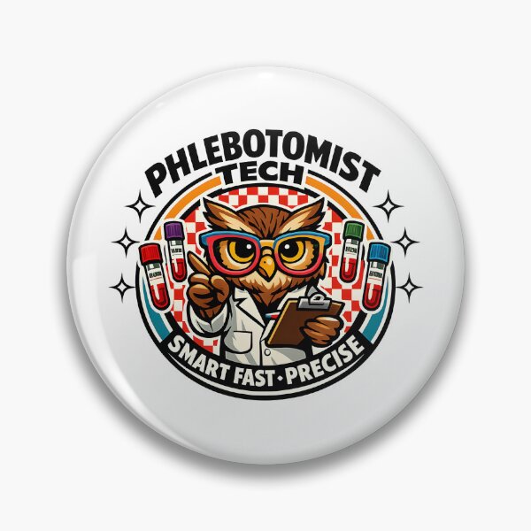 Item preview, Cool Retro Owl Phlebotomist Tech Sunglasses Checkered Badge | Smart Fast Precise | Phlebotomists Recognition Week & Lab Week designed and sold by ClinicalHubs.