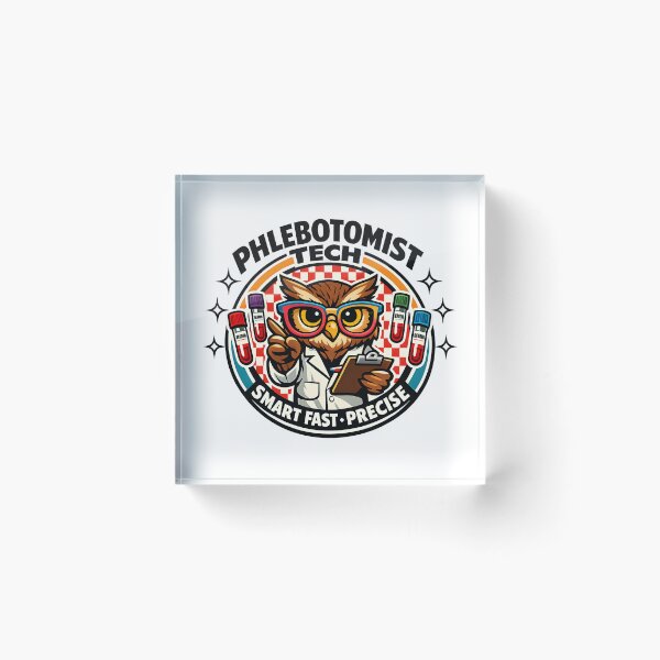 Item preview, Cool Retro Owl Phlebotomist Tech Sunglasses Checkered Badge | Smart Fast Precise | Phlebotomists Recognition Week & Lab Week designed and sold by ClinicalHubs.