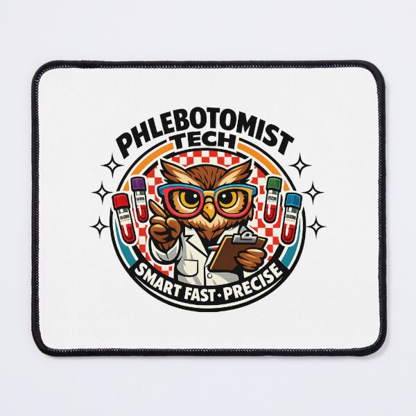 Item preview, Cool Retro Owl Phlebotomist Tech Sunglasses Checkered Badge | Smart Fast Precise | Phlebotomists Recognition Week & Lab Week designed and sold by ClinicalHubs.