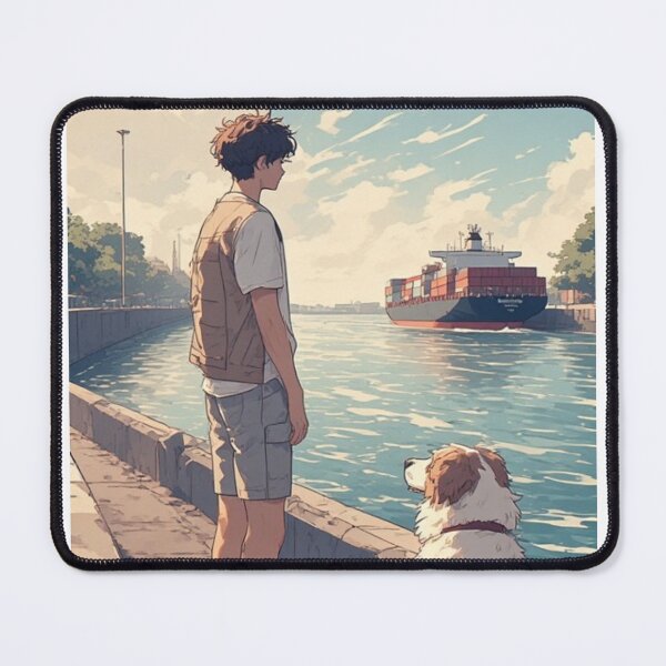 Item preview, The young man and his dog stopped to admire the view. designed and sold by Whose-sweat.