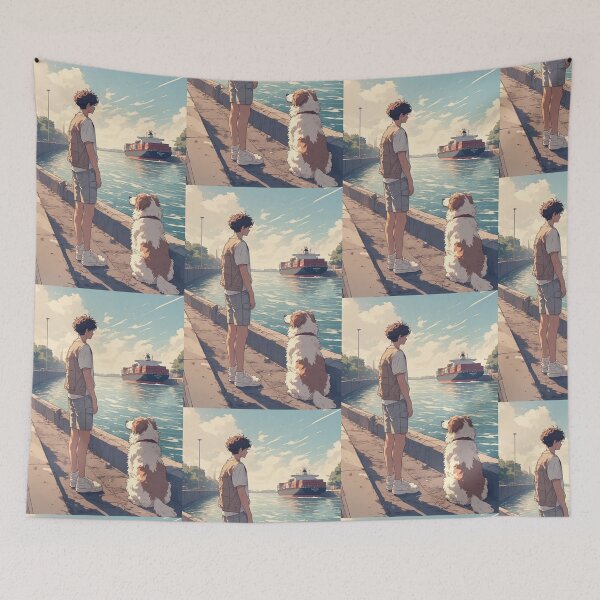 Item preview, The young man and his dog stopped to admire the view. designed and sold by Whose-sweat.