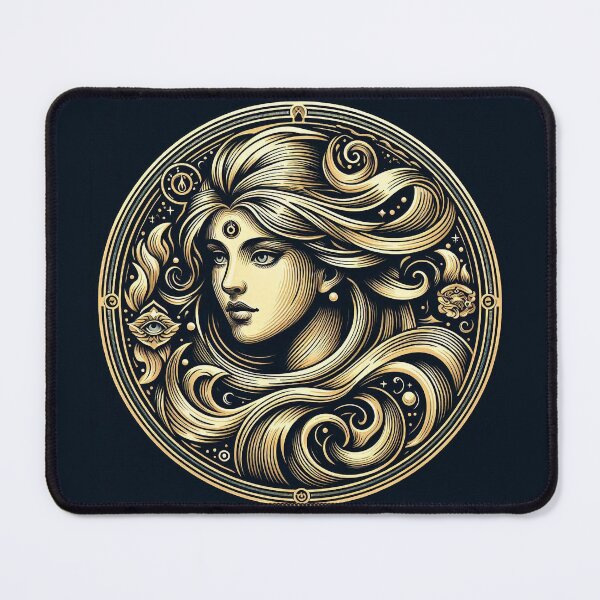 Item preview, Sacred Undine – Celestial Water Goddess, Mystical Gold Line Art designed and sold by Roberta Calabrese.