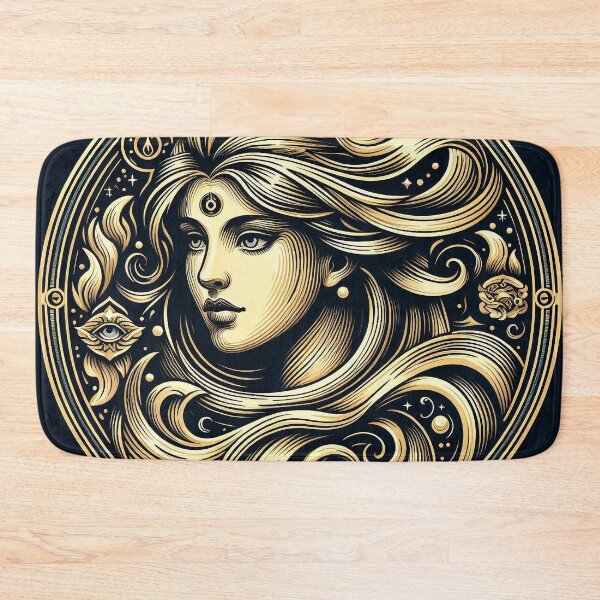 Item preview, Sacred Undine – Celestial Water Goddess, Mystical Gold Line Art designed and sold by Roberta Calabrese.