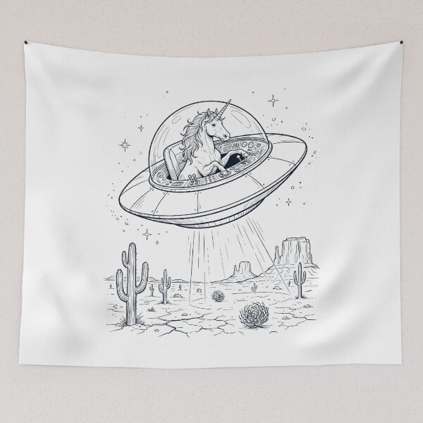 Item preview, Vintage Unicorn Riding UFO Animal Lover designed and sold by DoodleTortle.