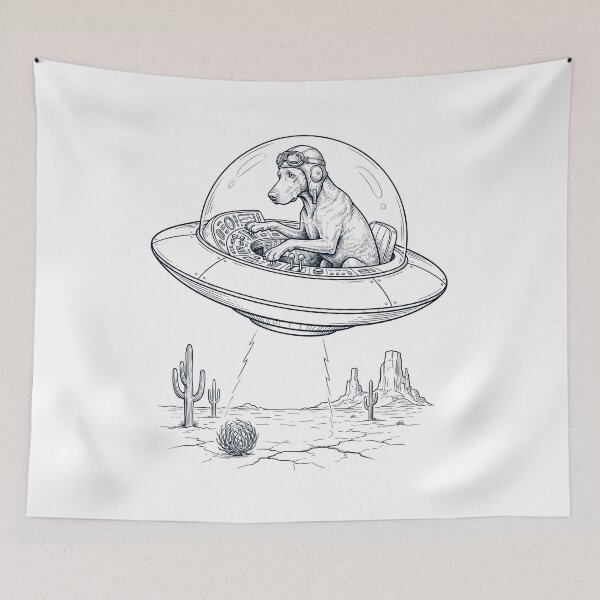 Item preview, Vintage Weimaraner Riding UFO Dog Mom Dad Lover designed and sold by DoodleTortle.
