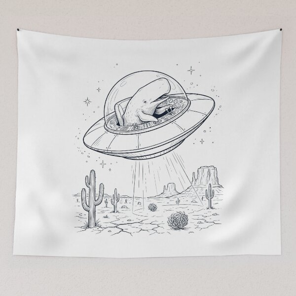 Item preview, Vintage Whale Riding UFO Animal Lover designed and sold by DoodleTortle.