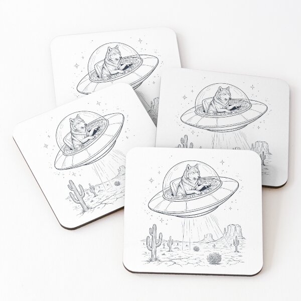 Item preview, Vintage Wolf Riding UFO Animal Lover designed and sold by DoodleTortle.