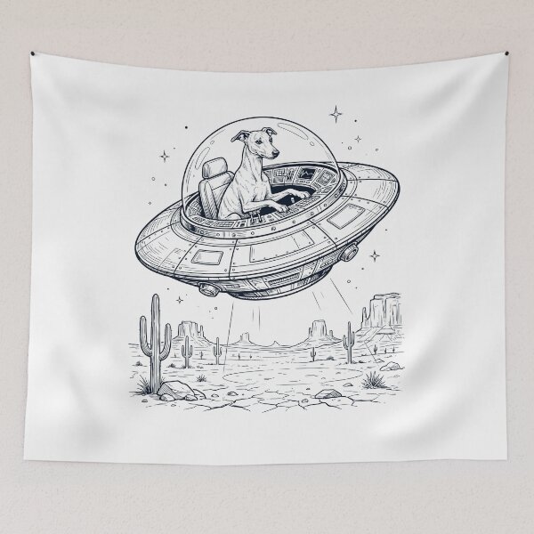 Item preview, Vintage Whippet Riding UFO Dog Mom Dad Lover designed and sold by DoodleTortle.