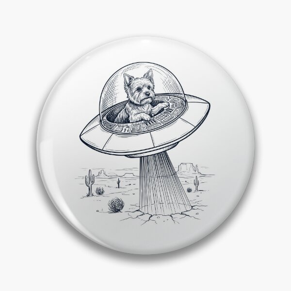 Item preview, Vintage Yorkshire Terrier Riding UFO Dog Mom Dad Lover designed and sold by DoodleTortle.