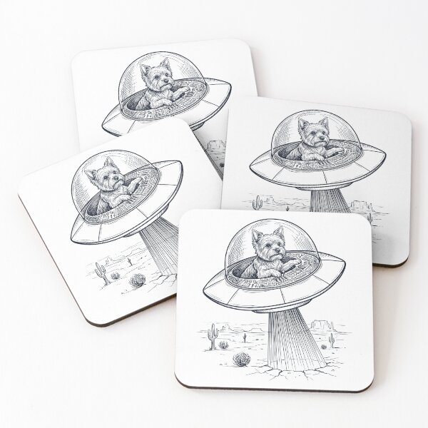 Item preview, Vintage Yorkshire Terrier Riding UFO Dog Mom Dad Lover designed and sold by DoodleTortle.