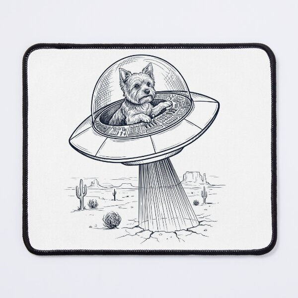 Item preview, Vintage Yorkshire Terrier Riding UFO Dog Mom Dad Lover designed and sold by DoodleTortle.