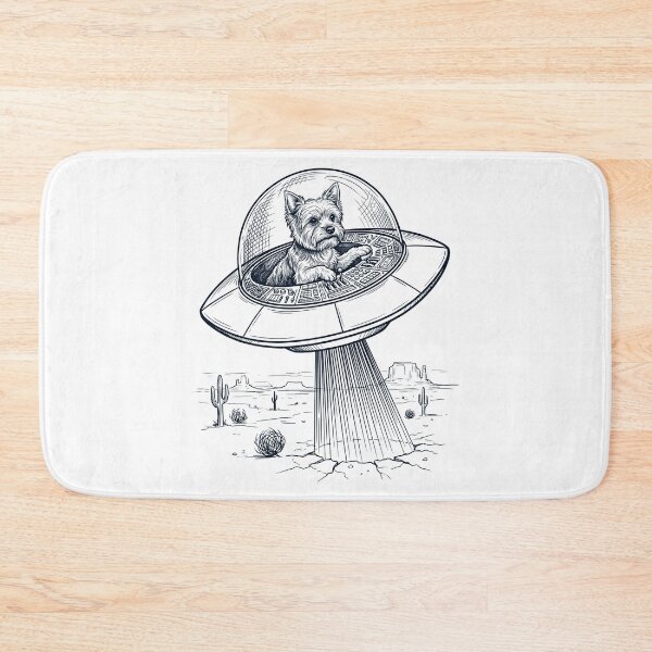 Item preview, Vintage Yorkshire Terrier Riding UFO Dog Mom Dad Lover designed and sold by DoodleTortle.