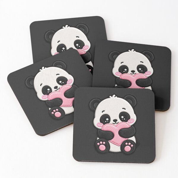 Item preview, Kawaii Panda Hug Heart Embroidery Patch Cute Chibi designed and sold by ColorSplash123.