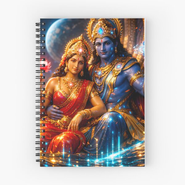 Item preview, Lakshmi & Vishnu Cosmic Ocean Data-Stream — Hindu God Art | Cyberpunk designed and sold by CosmicLotusArt.