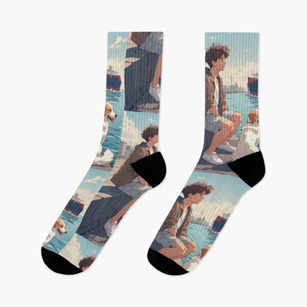Item preview, The young man and his dog stopped to admire the view. designed and sold by Whose-sweat.