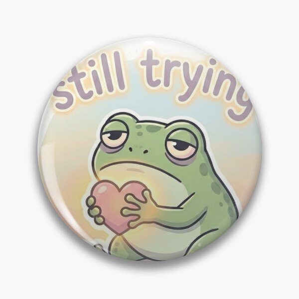Item preview, Still Trying – Cute Healing Sad Frog Sticker designed and sold by Elviqus Shop.