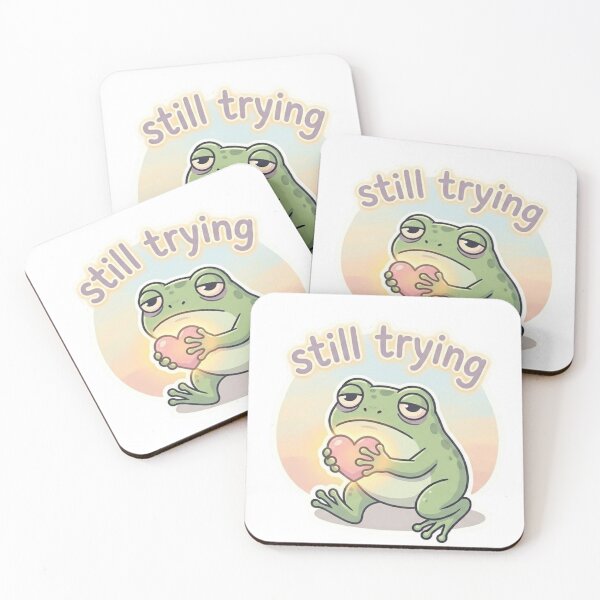 Item preview, Still Trying – Cute Healing Sad Frog Sticker designed and sold by Elviqus Shop.