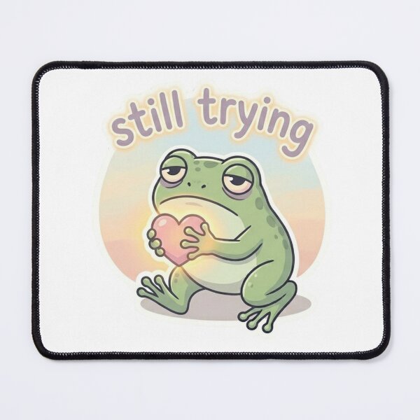 Item preview, Still Trying – Cute Healing Sad Frog Sticker designed and sold by Elviqus Shop.