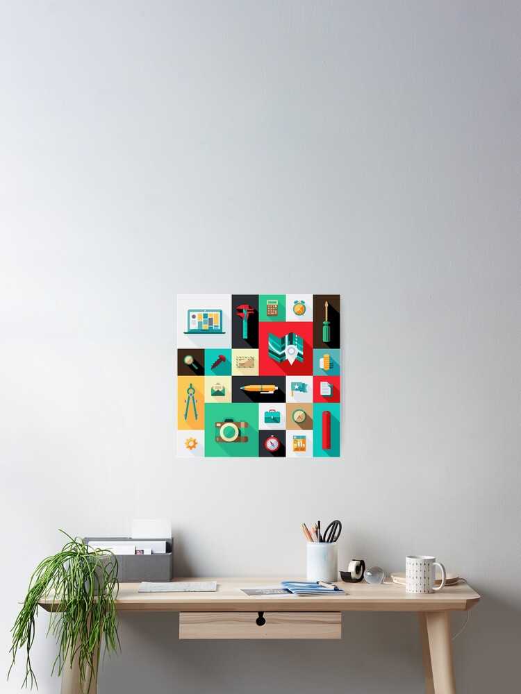 Thumbnail 2 of 3, Poster, Workaholic - Icon Pattern designed and sold by hyperite.