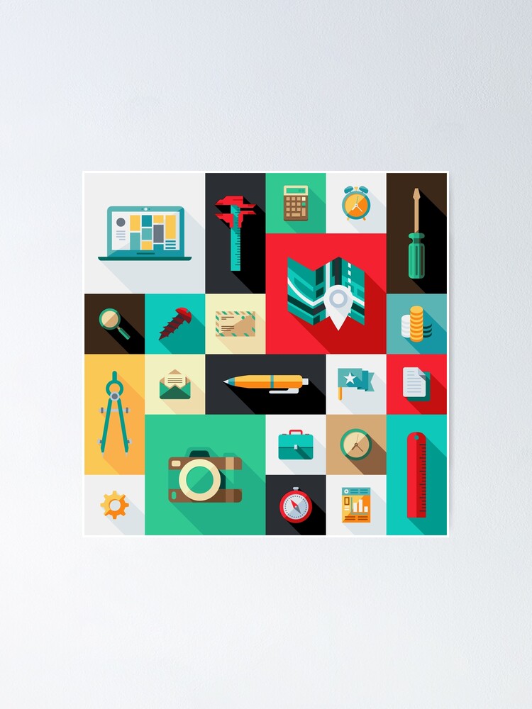Thumbnail 1 of 3, Poster, Workaholic - Icon Pattern designed and sold by hyperite.