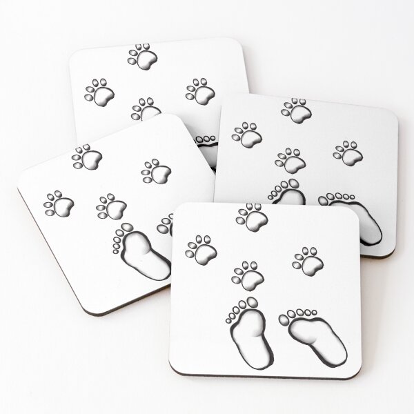 Item preview, Dog paw print and human foot print minimal pattern monochrome  designed and sold by Artonmytee.