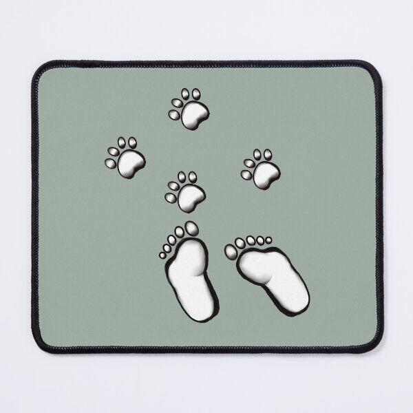 Item preview, Dog paw print and human foot print minimal pattern monochrome  designed and sold by Artonmytee.