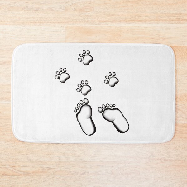 Item preview, Dog paw print and human foot print minimal pattern monochrome  designed and sold by Artonmytee.