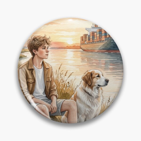 Item preview, The young man and his dog stopped to admire the view. designed and sold by Whose-sweat.