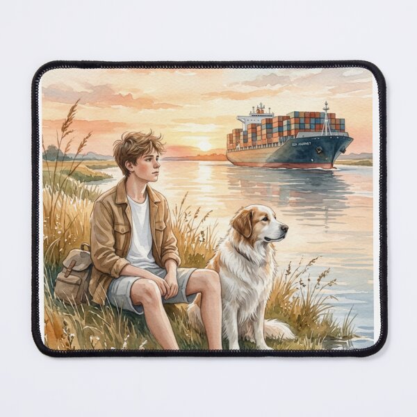 Item preview, The young man and his dog stopped to admire the view. designed and sold by Whose-sweat.