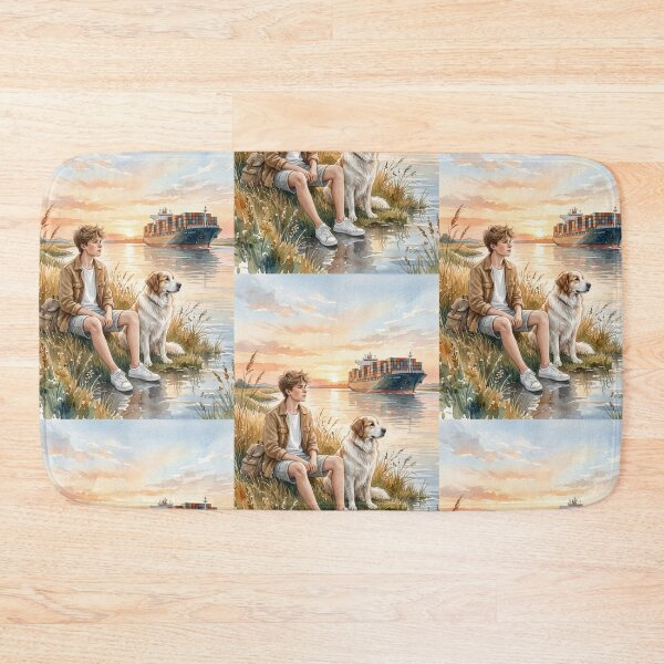 Item preview, The young man and his dog stopped to admire the view. designed and sold by Whose-sweat.