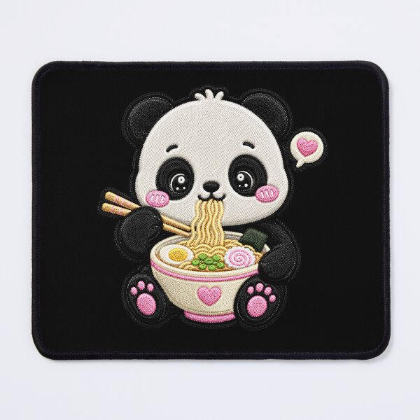 Item preview, Kawaii Panda Eating Noodles Embroidery Patch Cute designed and sold by ColorSplash123.