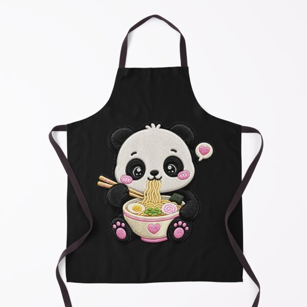 Item preview, Kawaii Panda Eating Noodles Embroidery Patch Cute designed and sold by ColorSplash123.