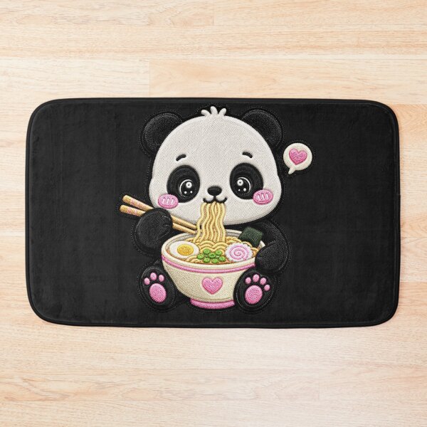Item preview, Kawaii Panda Eating Noodles Embroidery Patch Cute designed and sold by ColorSplash123.