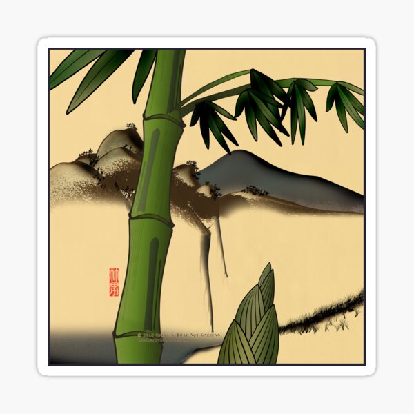 Bamboo with Mountains Sticker