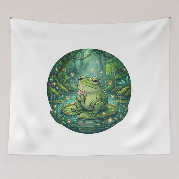 Item preview, Cute Jungle Frog On Lily Pad – Magical Nature Frog Sticker designed and sold by Elviqus Shop.