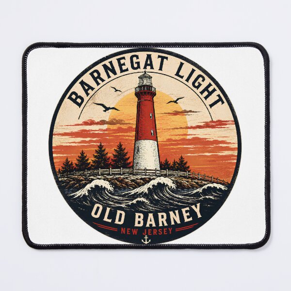 Item preview, Barnegat Light Old Barney Vintage Lighthouse Sunset Badge Funny Gifts designed and sold by BadhbhArt.
