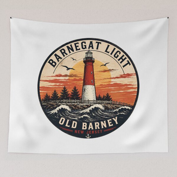 Item preview, Barnegat Light Old Barney Vintage Lighthouse Sunset Badge Funny Gifts designed and sold by BadhbhArt.