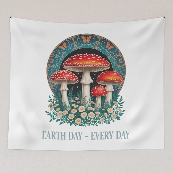 Item preview, Earth Day Every Day Groovy Red Mushroom Arbor Day designed and sold by sailorjessiArt.