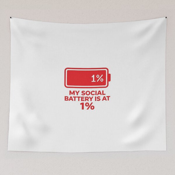 Item preview, My Social Battery is at 1% Funny Sticker designed and sold by JeevanStickers.