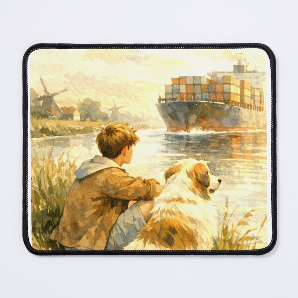 Item preview, The young man and his dog stopped to admire the view. designed and sold by Whose-sweat.