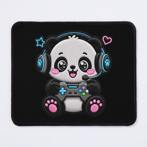 Item preview, Kawaii Gaming Panda Embroidery Patch Cute Chibi designed and sold by ColorSplash123.